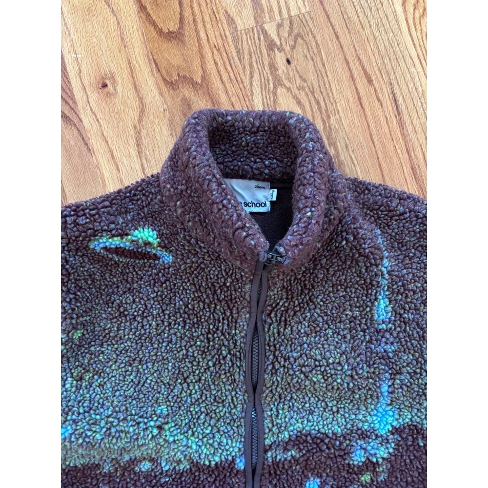 Sundae School Namsan Tower Fleece Jacket Multicolor Alien Space Zip Up Mens M - Picture 9 of 13